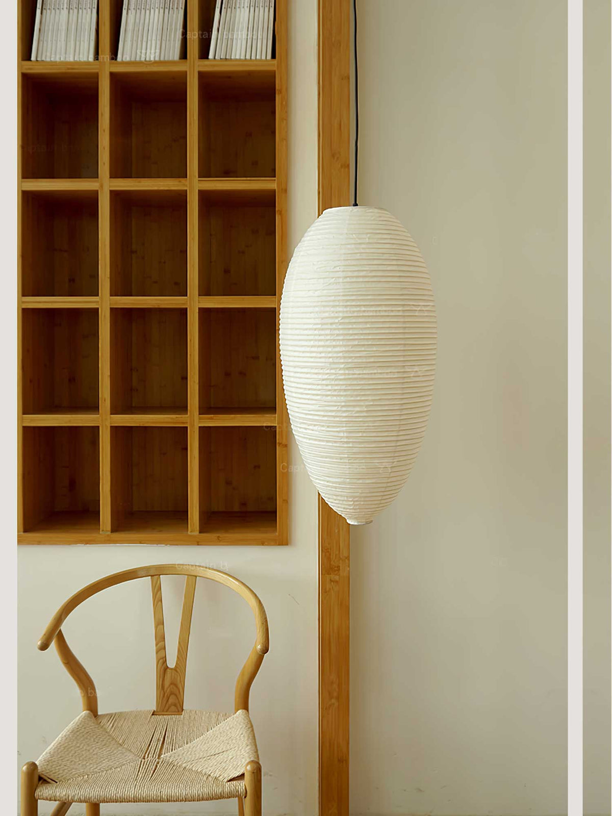 Myraean Moderne Minimaliste Wabi Châtaignier Papier Bambou Pendentif Lampe - Neutralighting
