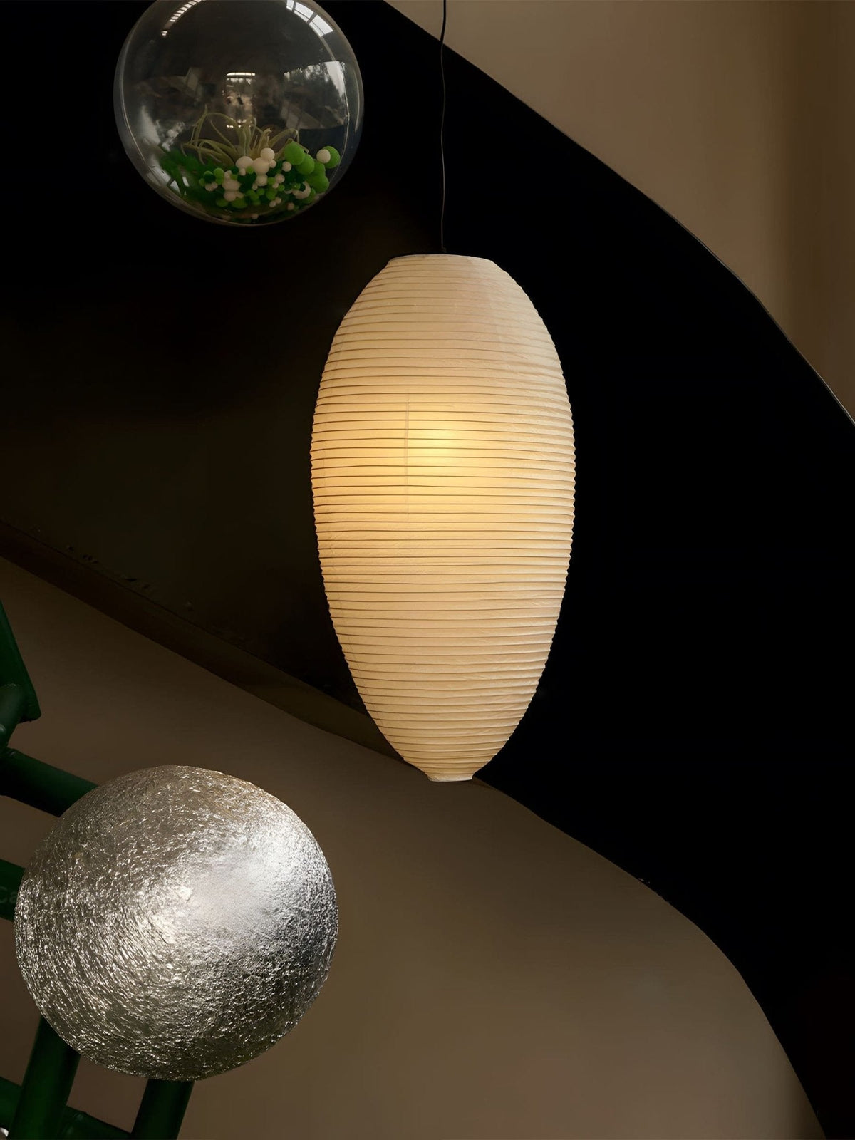 Myraean Moderne Minimaliste Wabi Châtaignier Papier Bambou Pendentif Lampe - Neutralighting
