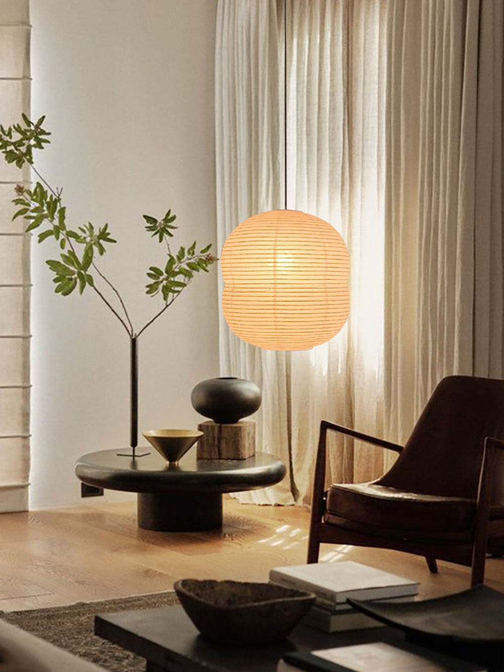 Olive Suspension minimaliste en papier de riz - Neutralighting