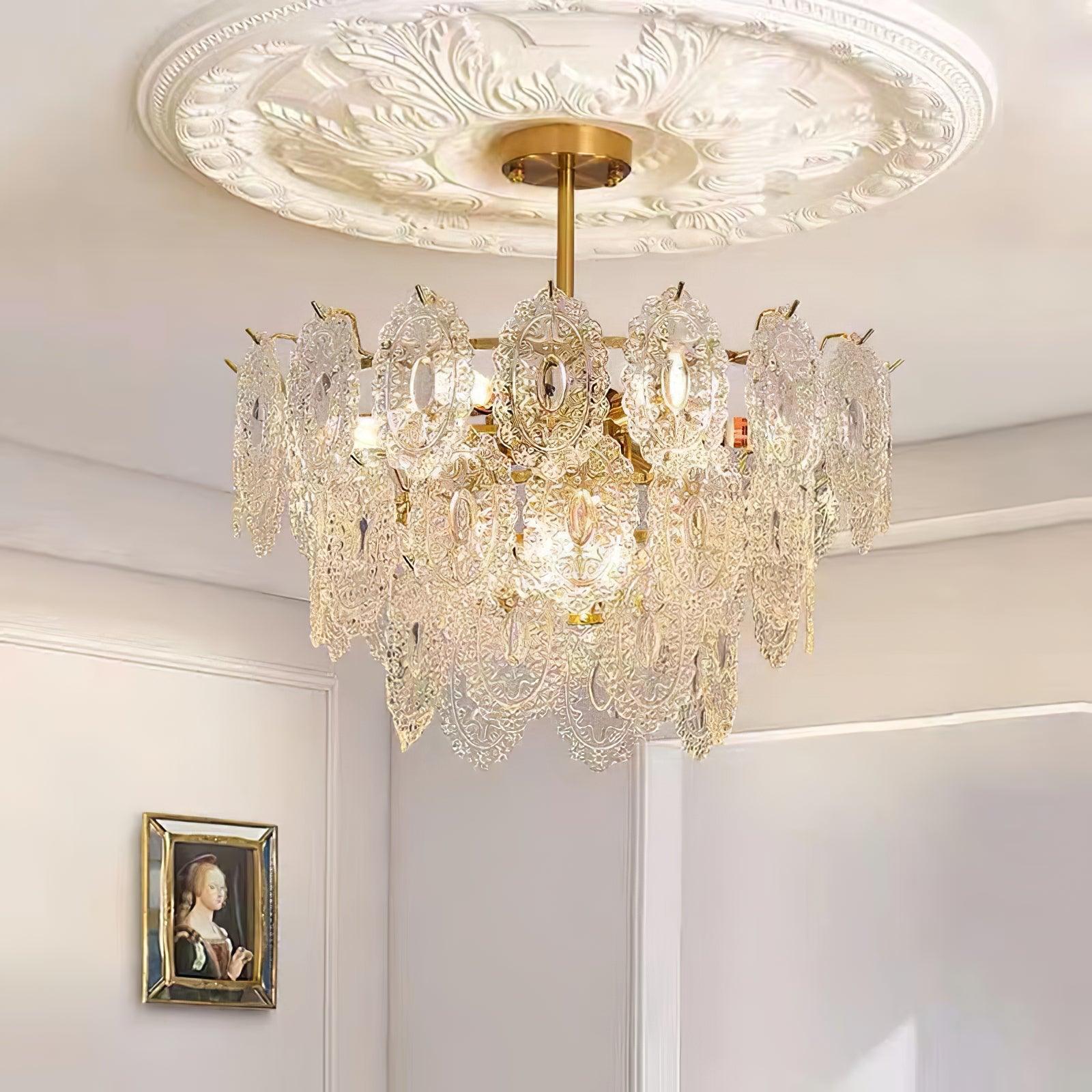Lustra Chandelier Vague en Verre et Fer Forgé Élégant - Neutralighting
