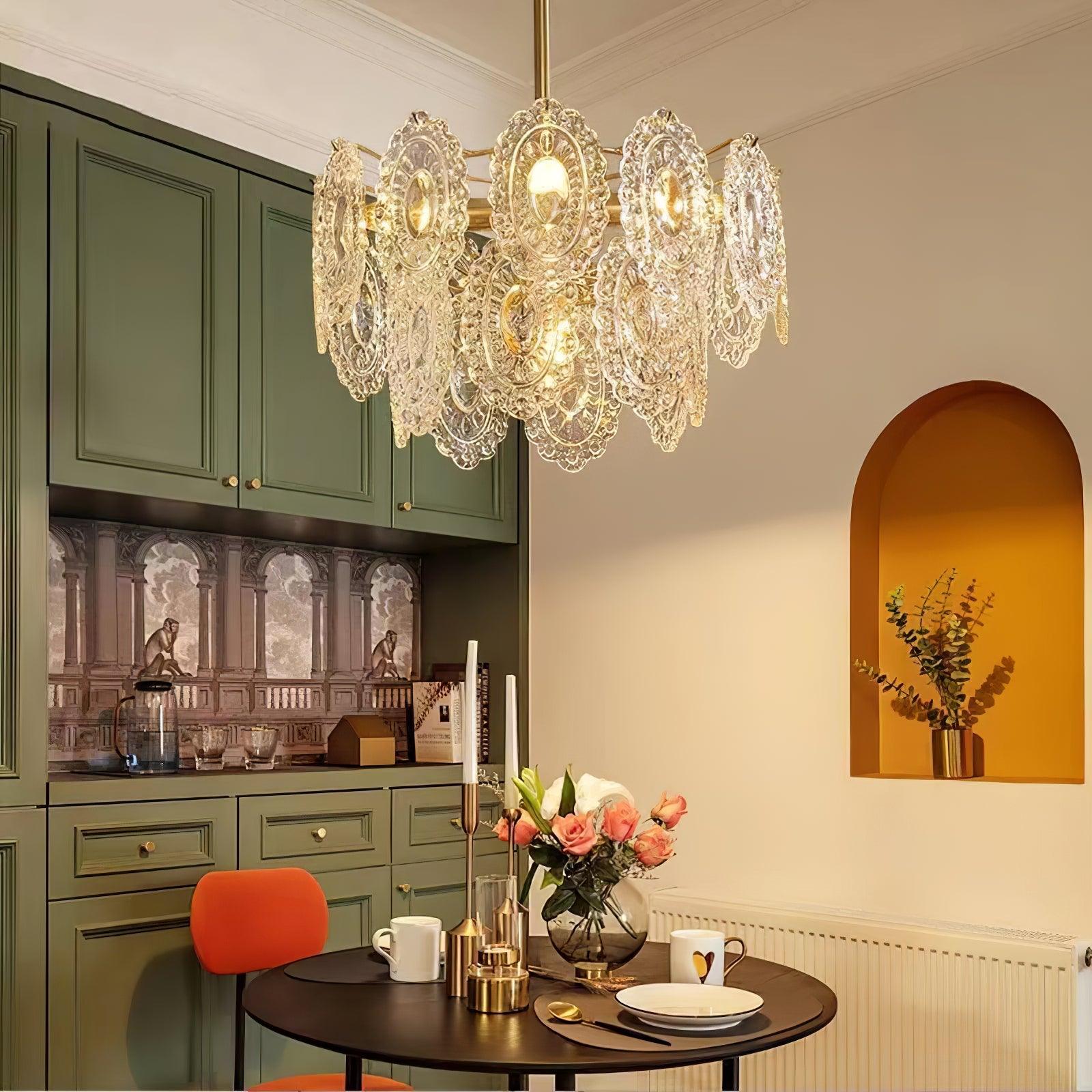 Lustra Chandelier Vague en Verre et Fer Forgé Élégant - Neutralighting