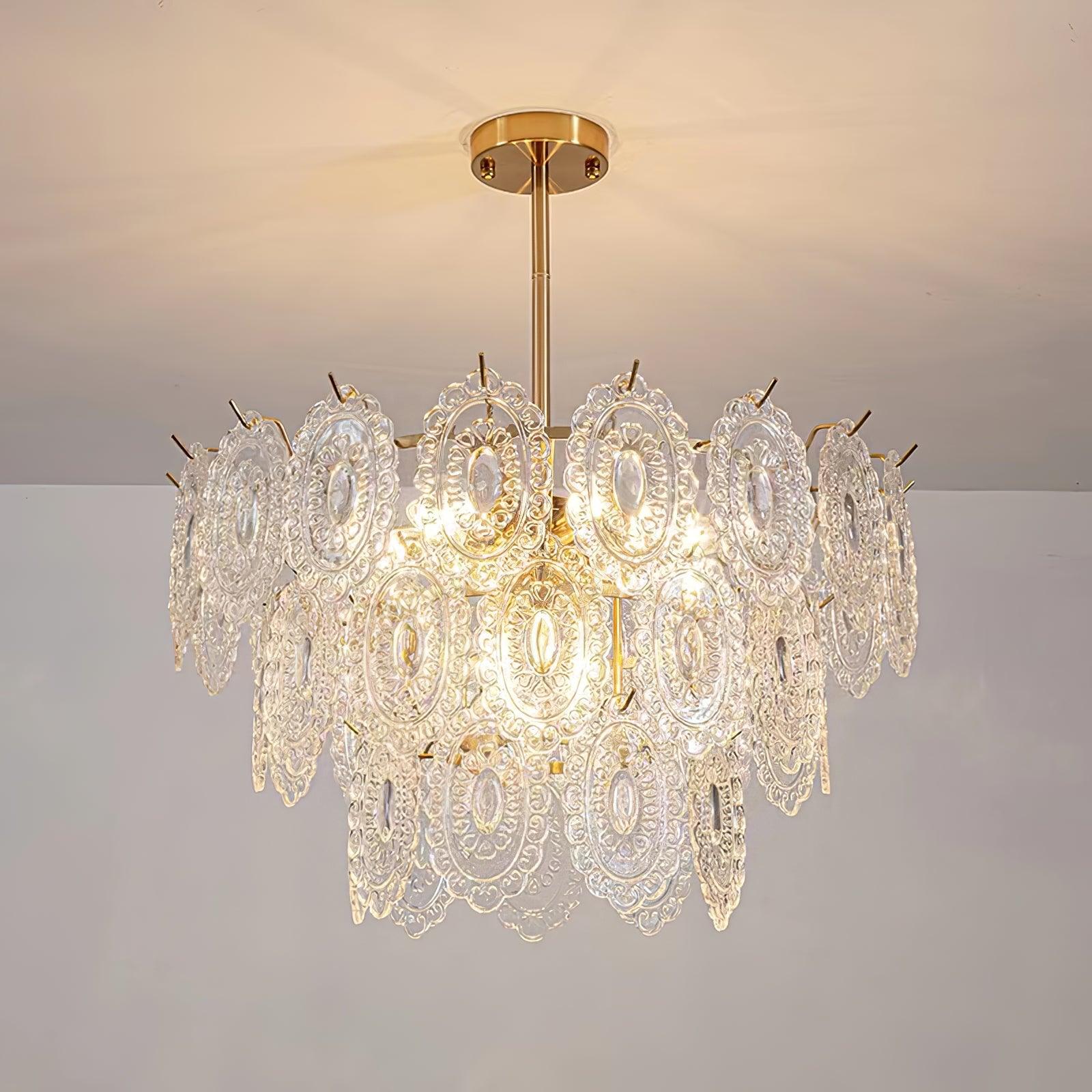 Lustra Chandelier Vague en Verre et Fer Forgé Élégant - Neutralighting