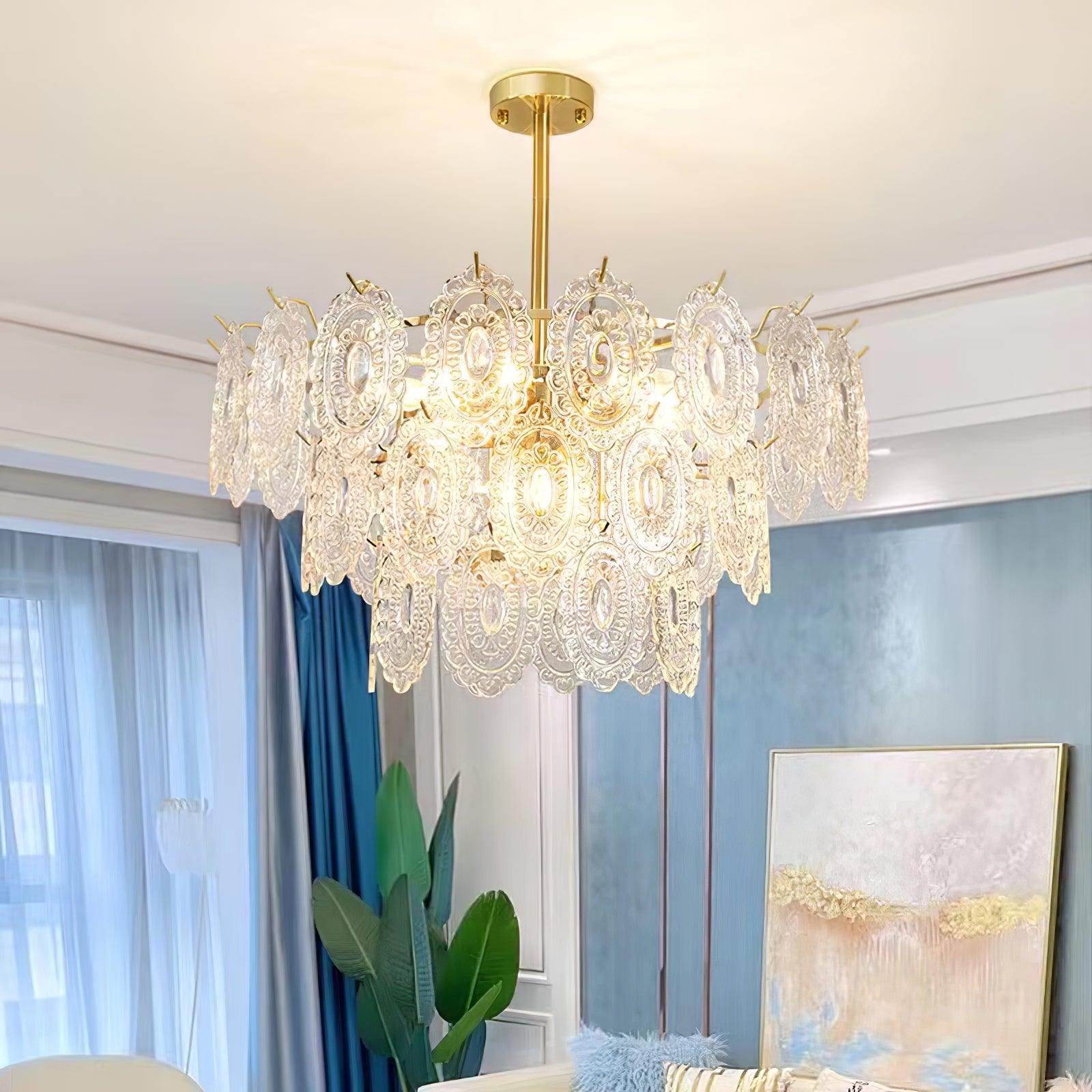 Lustra Chandelier Vague en Verre et Fer Forgé Élégant - Neutralighting