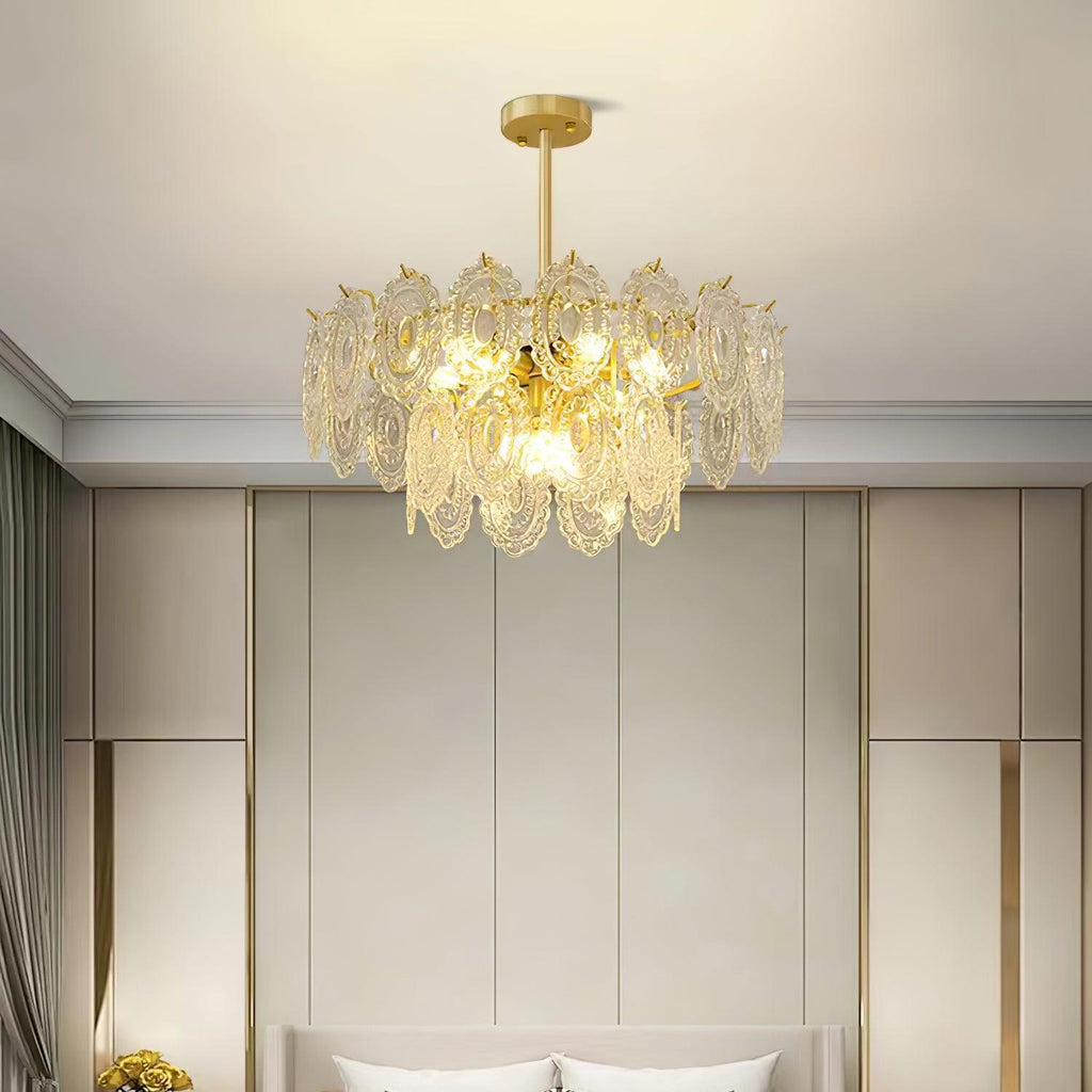 Lustra Chandelier Vague en Verre et Fer Forgé Élégant - Neutralighting