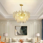 Lustra Chandelier Vague en Verre et Fer Forgé Élégant - Neutralighting