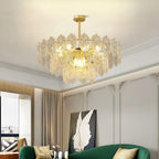 Lustra Chandelier Vague en Verre et Fer Forgé Élégant - Neutralighting