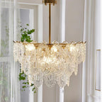 Lustra Chandelier Vague en Verre et Fer Forgé Élégant - Neutralighting