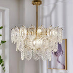 Lustra Chandelier Vague en Verre et Fer Forgé Élégant - Neutralighting