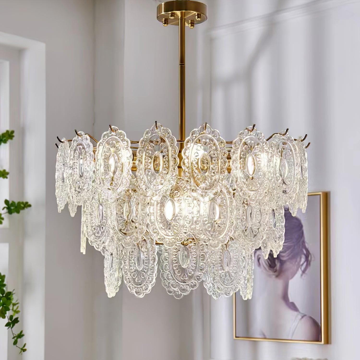 Lustra Chandelier Vague en Verre et Fer Forgé Élégant - Neutralighting