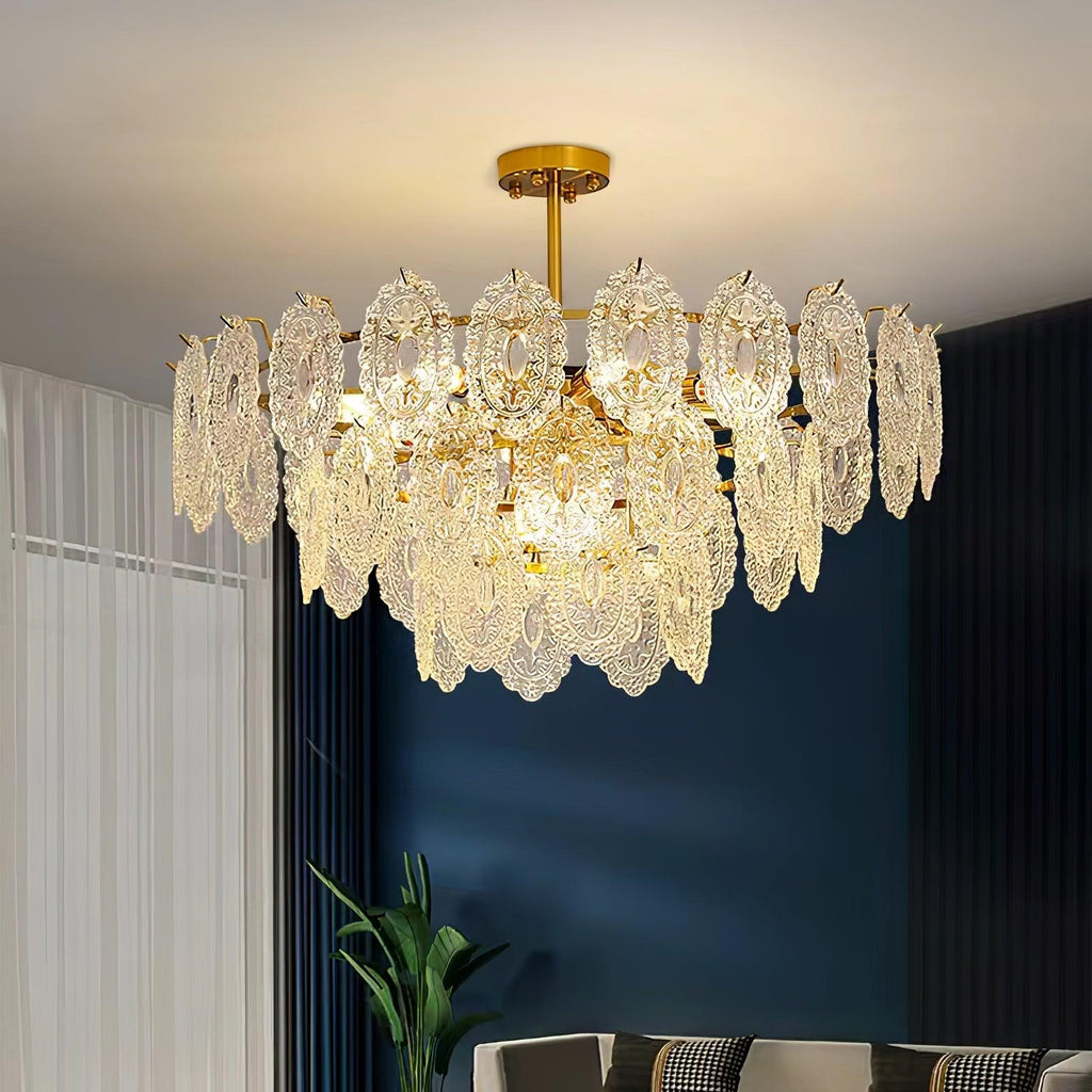 Lustra Chandelier Vague en Verre et Fer Forgé Élégant - Neutralighting