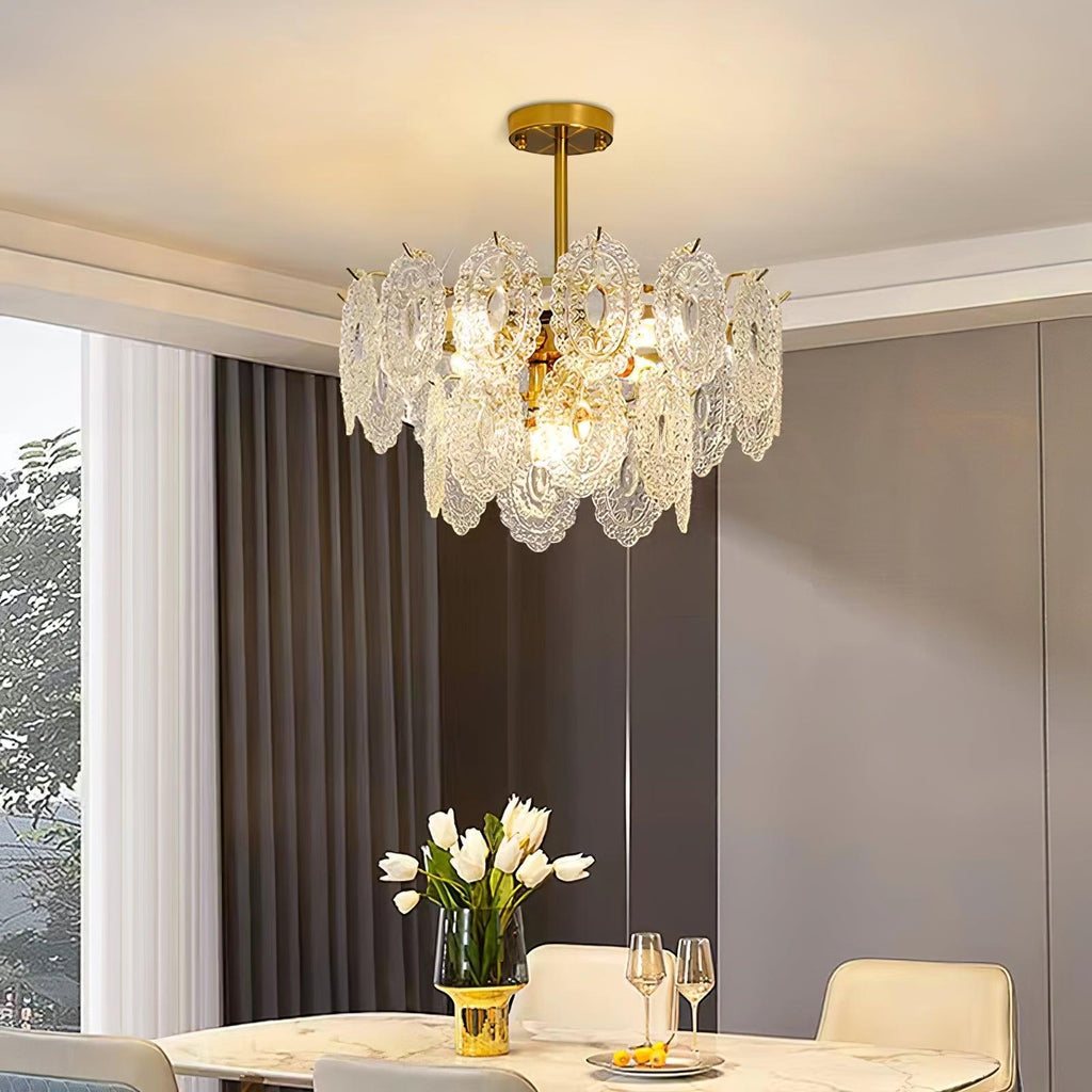 Lustra Chandelier Vague en Verre et Fer Forgé Élégant - Neutralighting