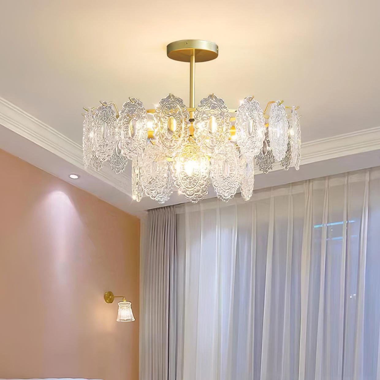 Lustra Chandelier Vague en Verre et Fer Forgé Élégant - Neutralighting