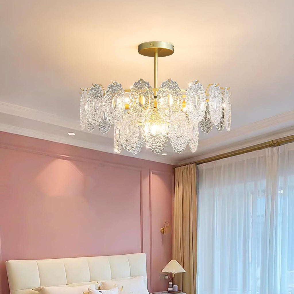 Lustra Chandelier Vague en Verre et Fer Forgé Élégant - Neutralighting