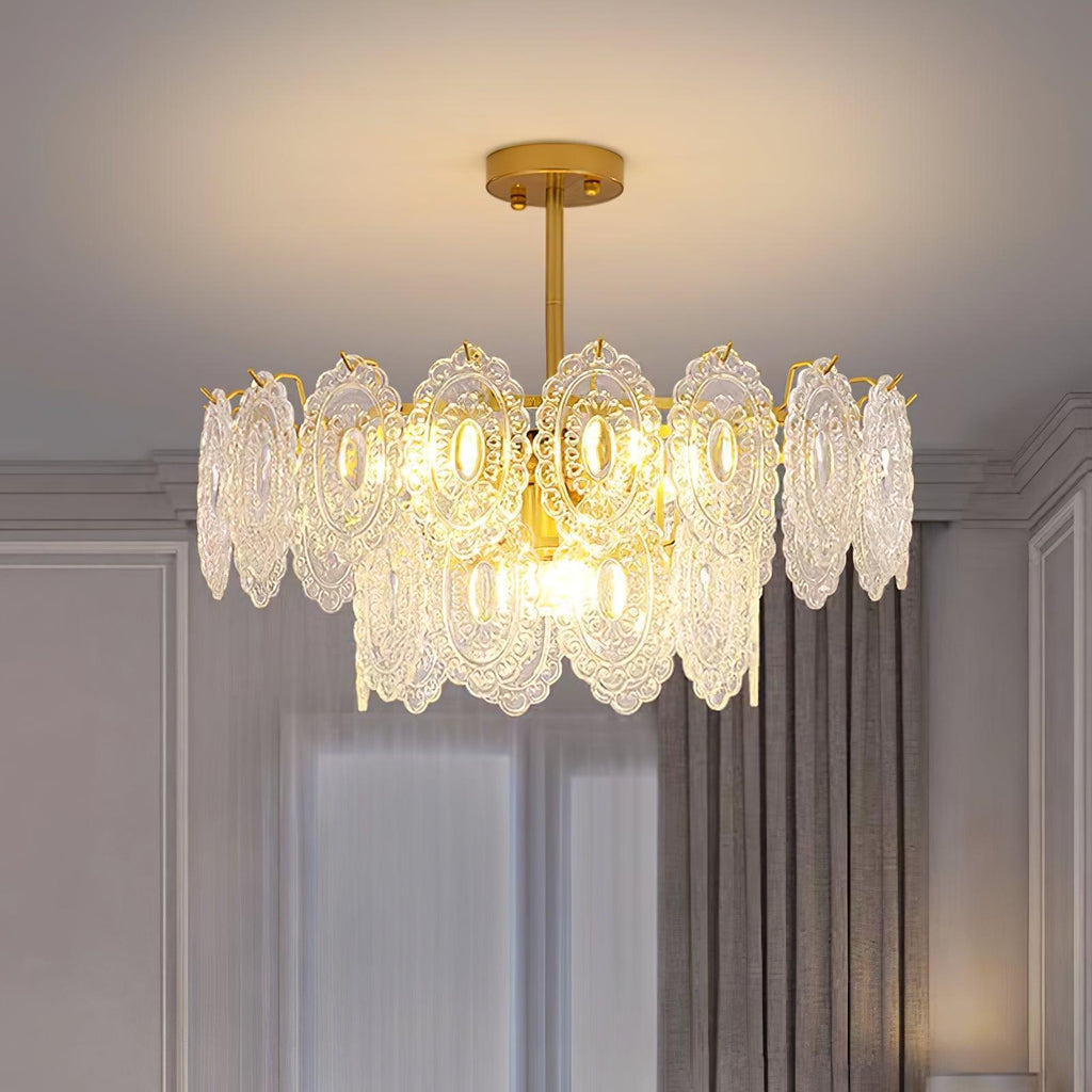 Lustra Chandelier Vague en Verre et Fer Forgé Élégant - Neutralighting