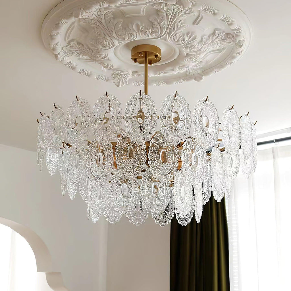 Lustra Chandelier Vague en Verre et Fer Forgé Élégant - Neutralighting