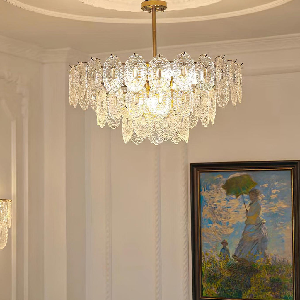 Lustra Chandelier Vague en Verre et Fer Forgé Élégant - Neutralighting