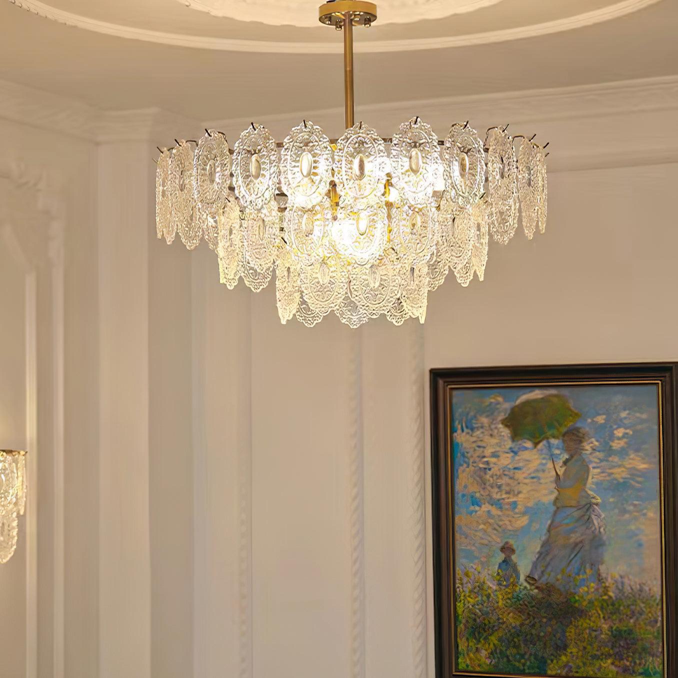 Lustra Chandelier Vague en Verre et Fer Forgé Élégant - Neutralighting