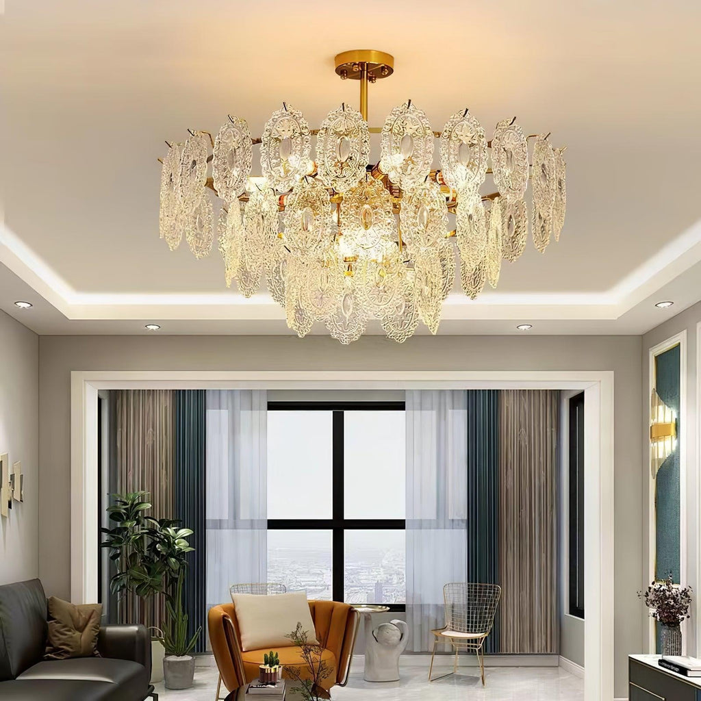 Lustra Chandelier Vague en Verre et Fer Forgé Élégant - Neutralighting