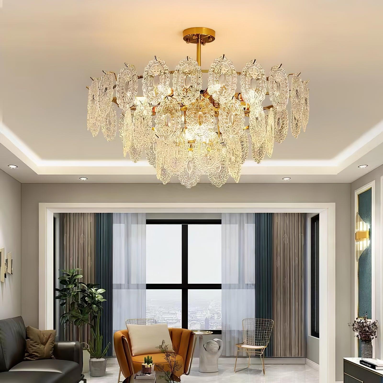 Lustra Chandelier Vague en Verre et Fer Forgé Élégant - Neutralighting