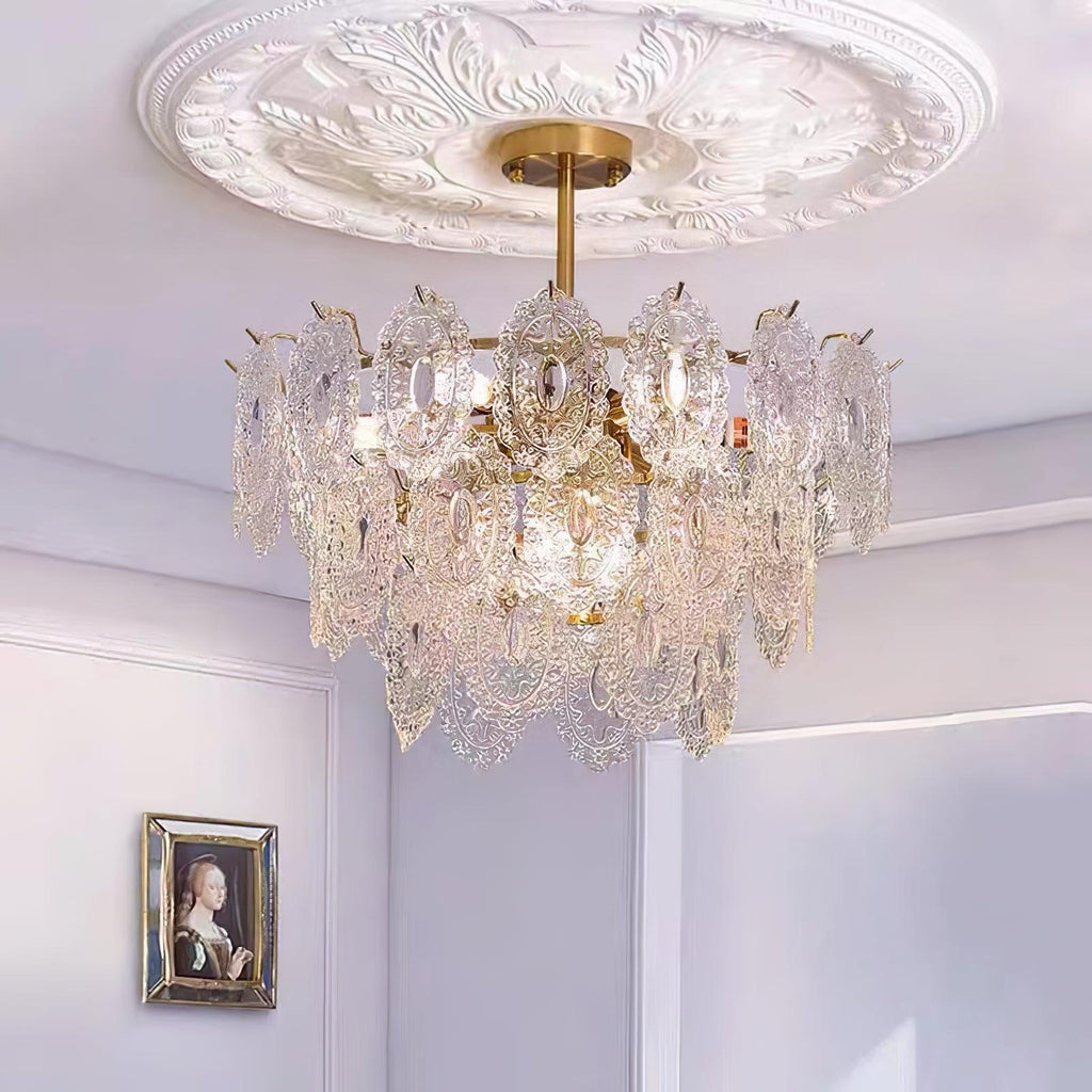 Lustra Chandelier Vague en Verre et Fer Forgé Élégant - Neutralighting
