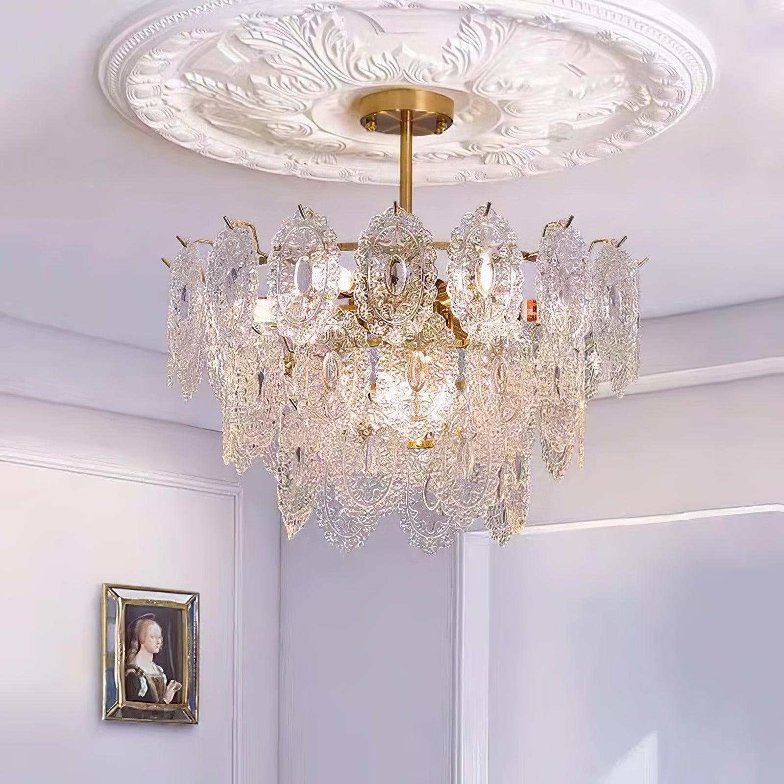 Lustra Chandelier Vague en Verre et Fer Forgé Élégant - Neutralighting