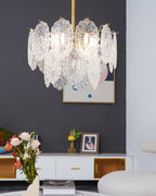 Lustra Chandelier Vague en Verre et Fer Forgé Élégant - Neutralighting