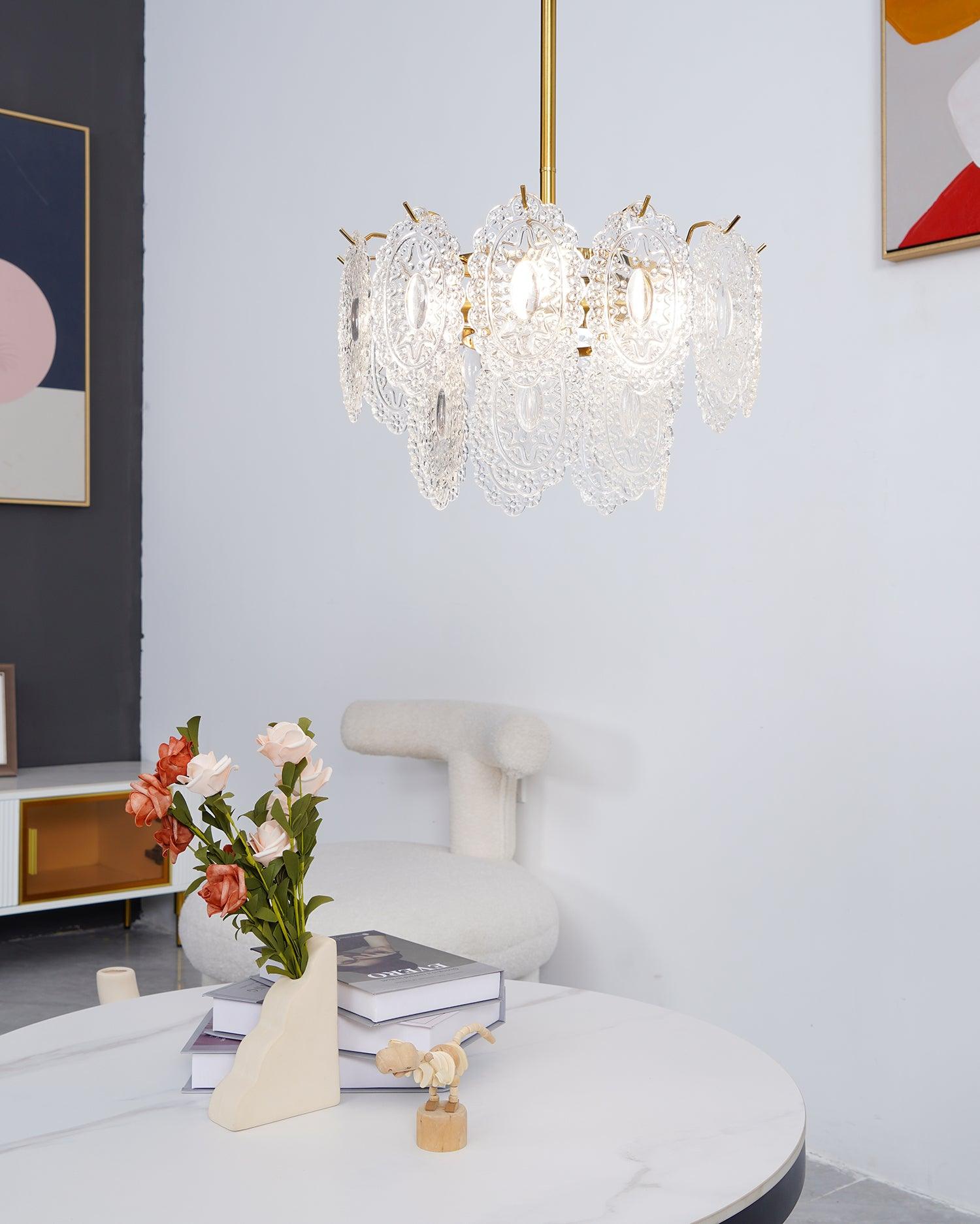 Lustra Chandelier Vague en Verre et Fer Forgé Élégant - Neutralighting