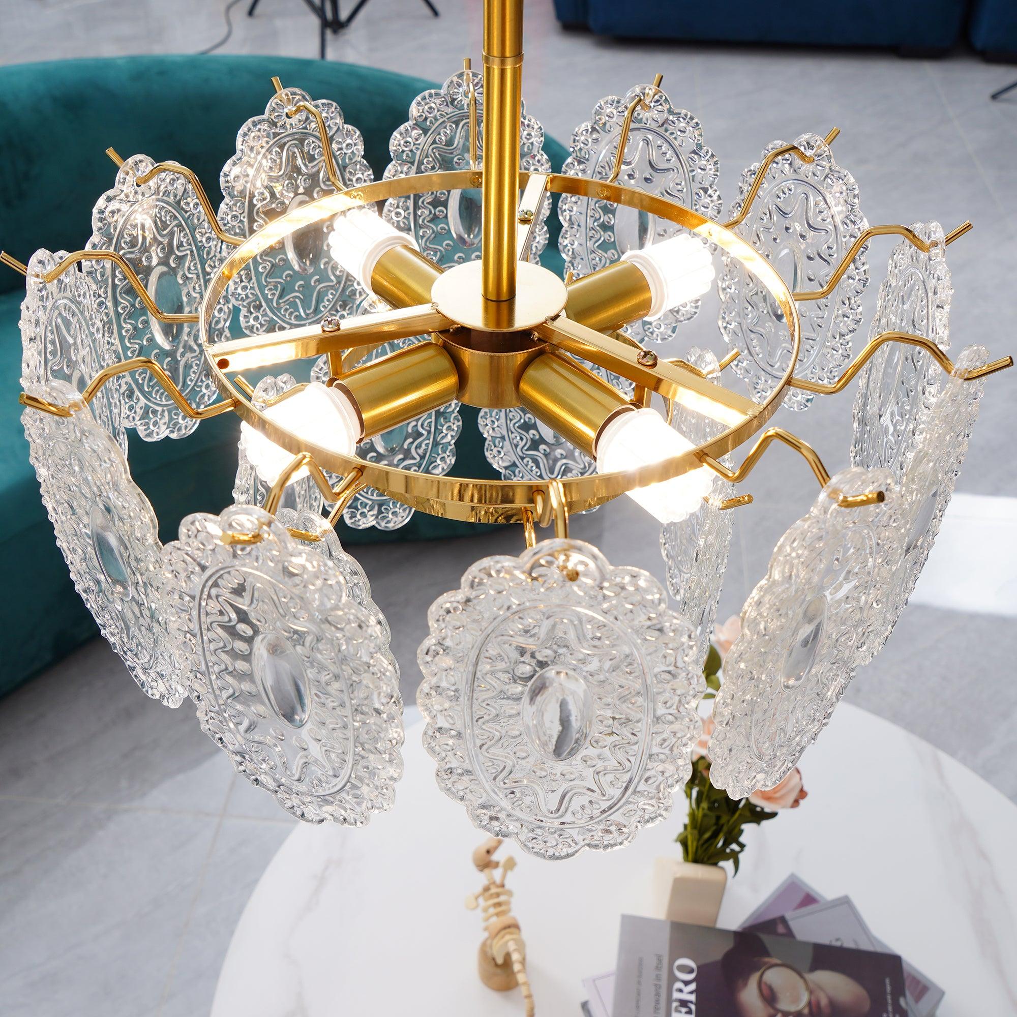 Lustra Chandelier Vague en Verre et Fer Forgé Élégant - Neutralighting