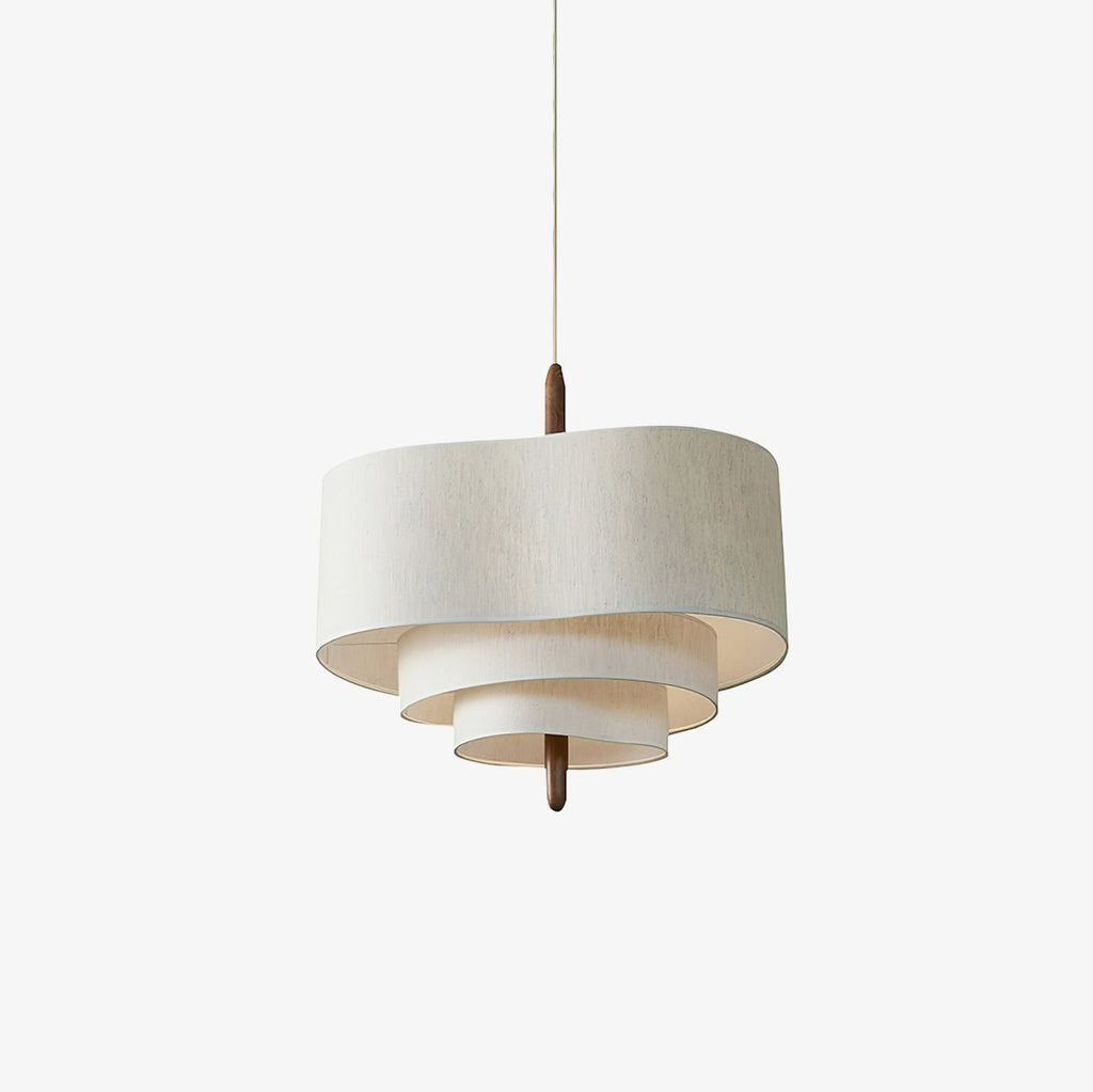 Eldorora Élégance Vague Échelle Bois Tissu Pendentif Lampe - Neutralighting