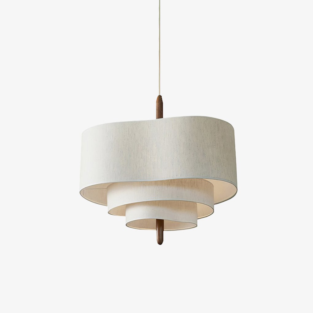 Eldorora Élégance Vague Échelle Bois Tissu Pendentif Lampe - Neutralighting