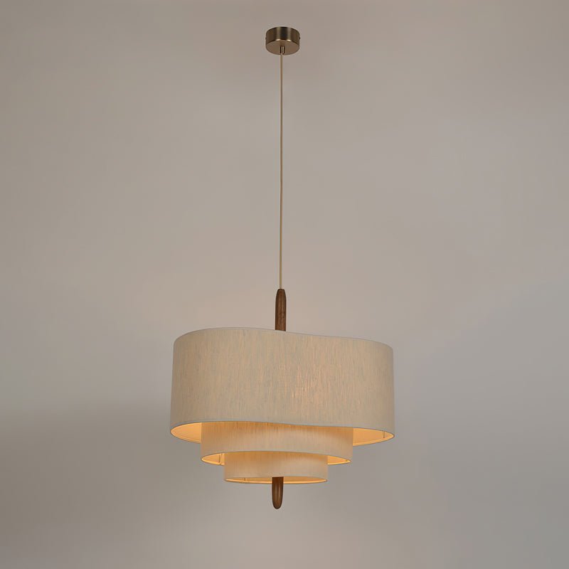 Eldorora Élégance Vague Échelle Bois Tissu Pendentif Lampe - Neutralighting