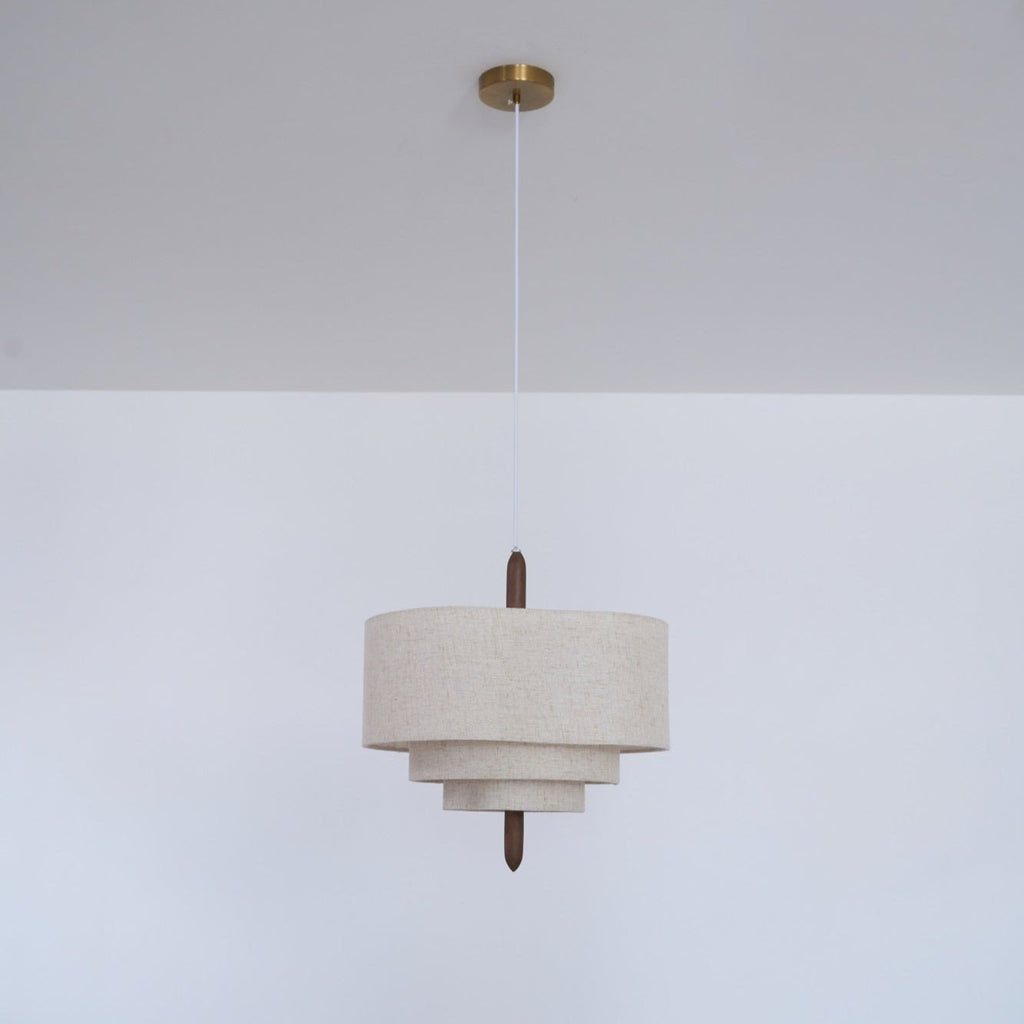 Eldorora Élégance Vague Échelle Bois Tissu Pendentif Lampe - Neutralighting