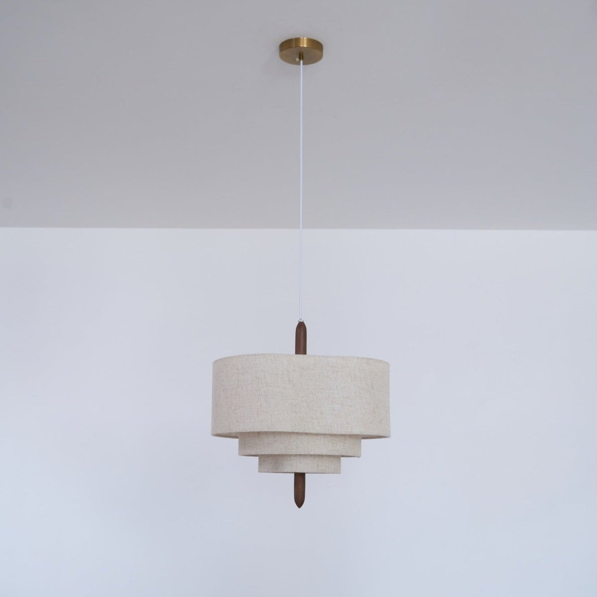 Eldorora Élégance Vague Échelle Bois Tissu Pendentif Lampe - Neutralighting