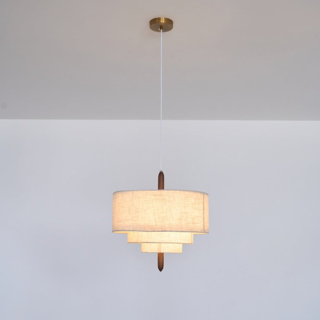 Eldorora Élégance Vague Échelle Bois Tissu Pendentif Lampe - Neutralighting