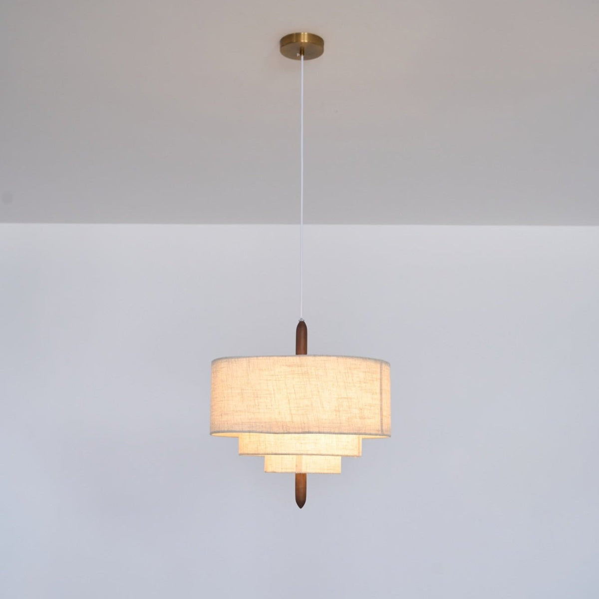 Eldorora Élégance Vague Échelle Bois Tissu Pendentif Lampe - Neutralighting