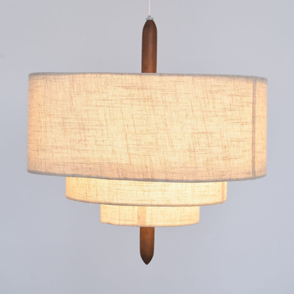 Eldorora Élégance Vague Échelle Bois Tissu Pendentif Lampe - Neutralighting