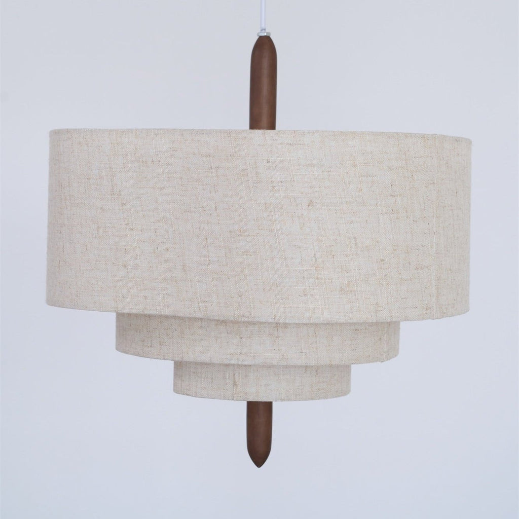 Eldorora Élégance Vague Échelle Bois Tissu Pendentif Lampe - Neutralighting