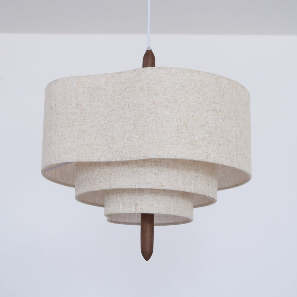 Eldorora Élégance Vague Échelle Bois Tissu Pendentif Lampe - Neutralighting