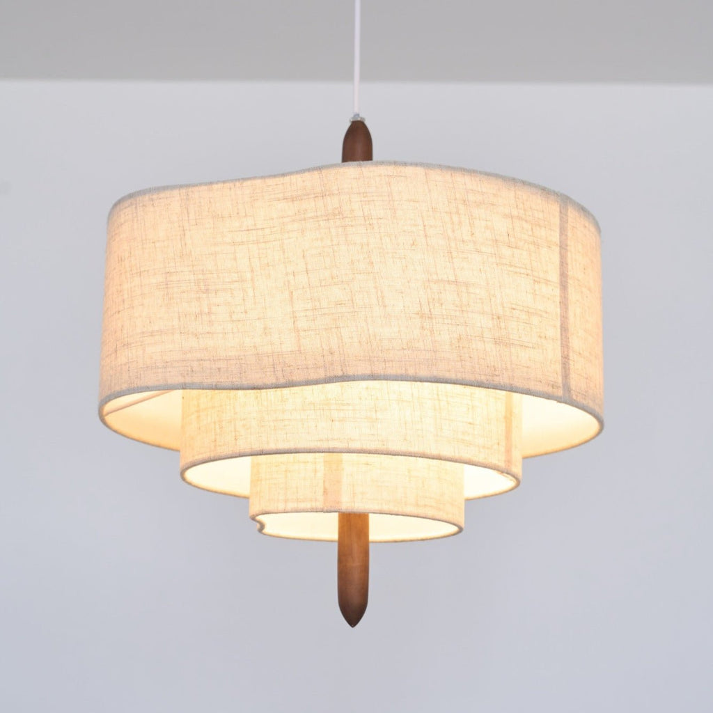 Eldorora Élégance Vague Échelle Bois Tissu Pendentif Lampe - Neutralighting