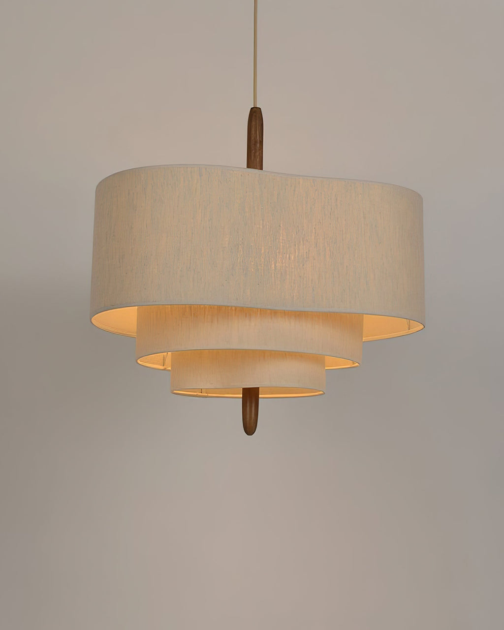 Eldorora Élégance Vague Échelle Bois Tissu Pendentif Lampe - Neutralighting