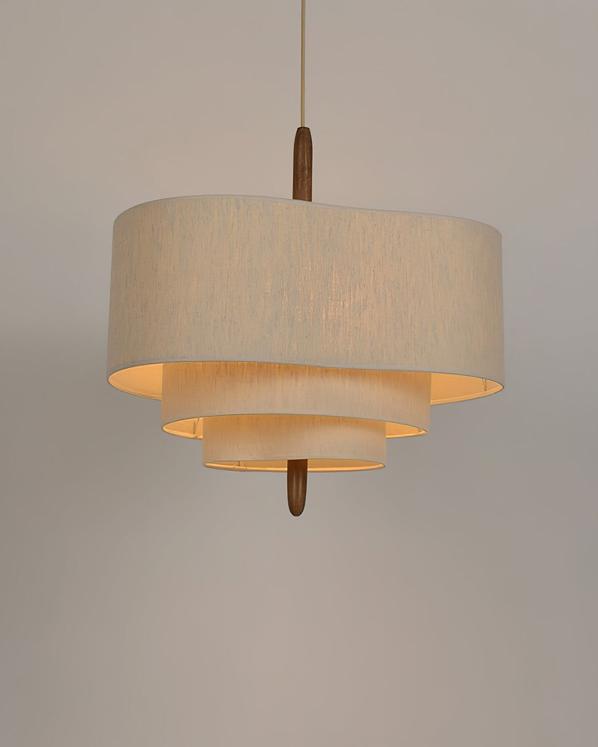 Eldorora Élégance Vague Échelle Bois Tissu Pendentif Lampe - Neutralighting