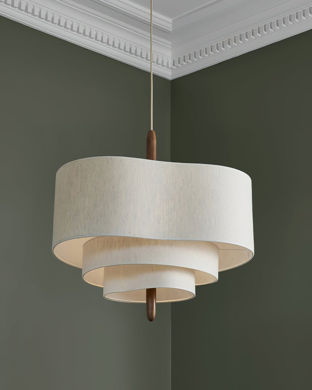 Eldorora Élégance Vague Échelle Bois Tissu Pendentif Lampe - Neutralighting