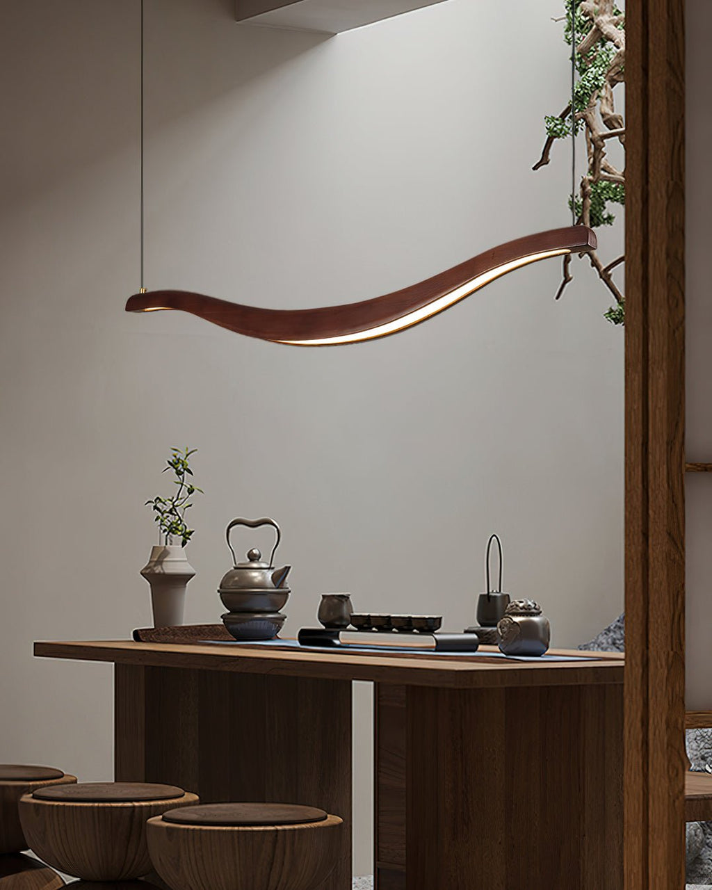 Lustra Chandelier Bois Forme Ondulée Élégant - Neutralighting