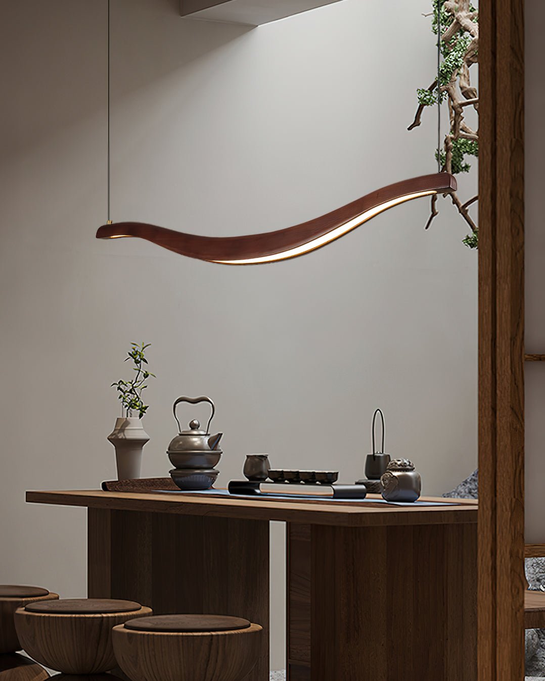 Lustra Chandelier Bois Forme Ondulée Élégant - Neutralighting