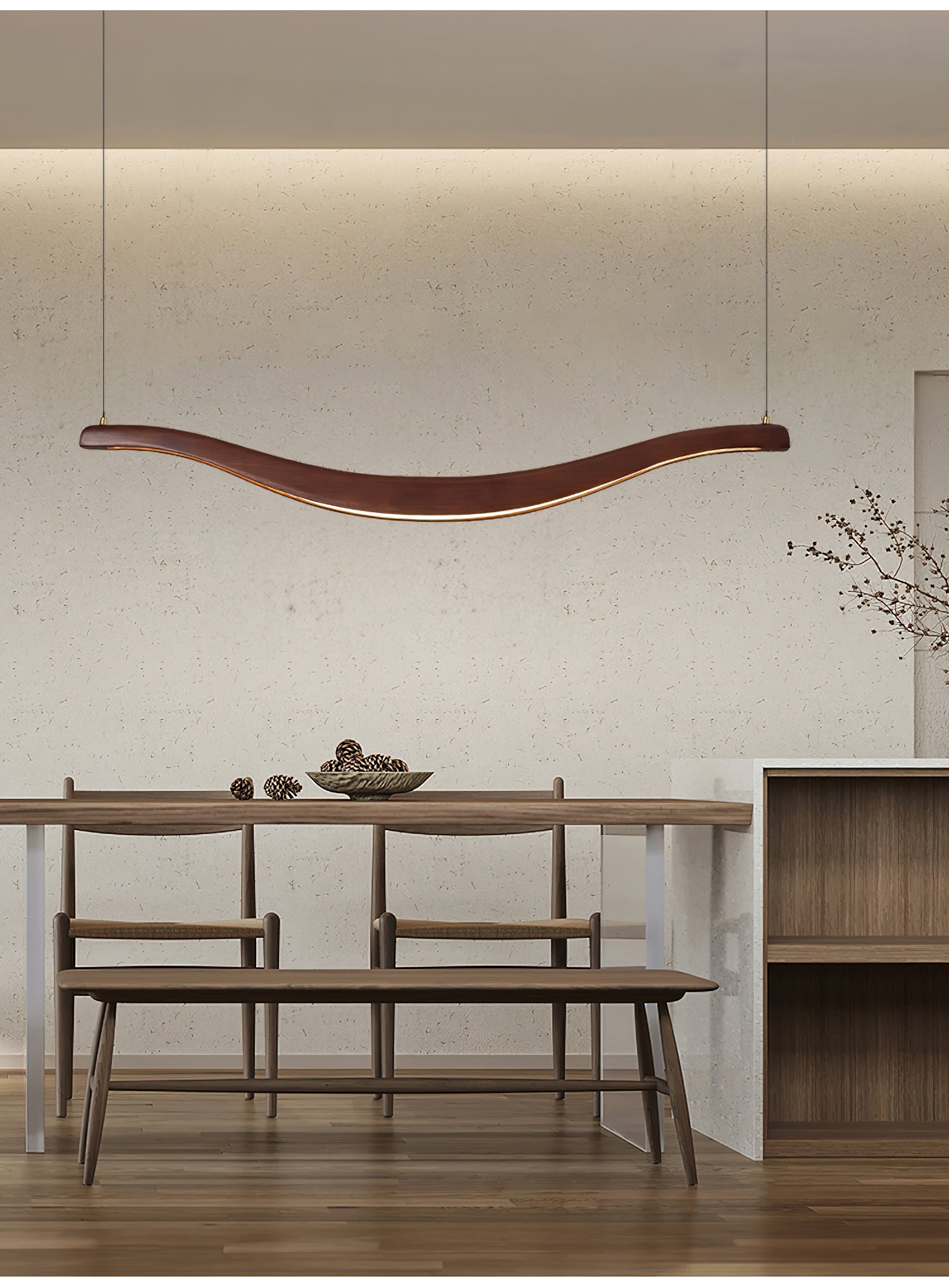 Lustra Chandelier Bois Forme Ondulée Élégant - Neutralighting