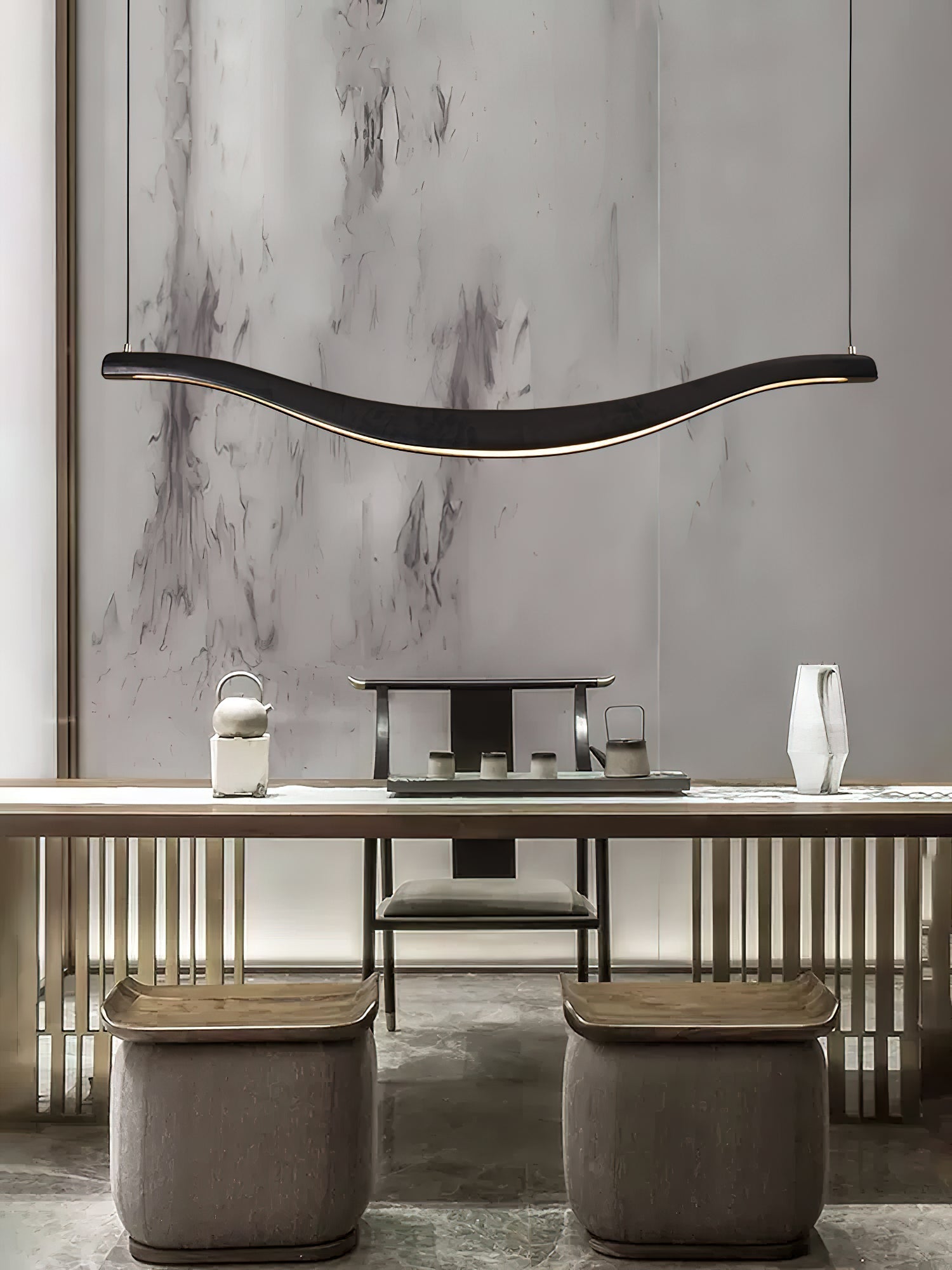Lustra Chandelier Bois Forme Ondulée Élégant - Neutralighting