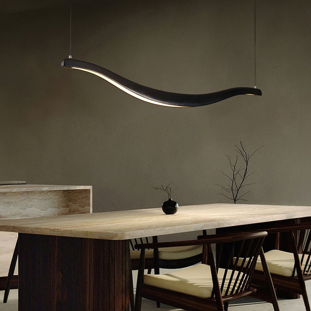 Lustra Chandelier Bois Forme Ondulée Élégant - Neutralighting