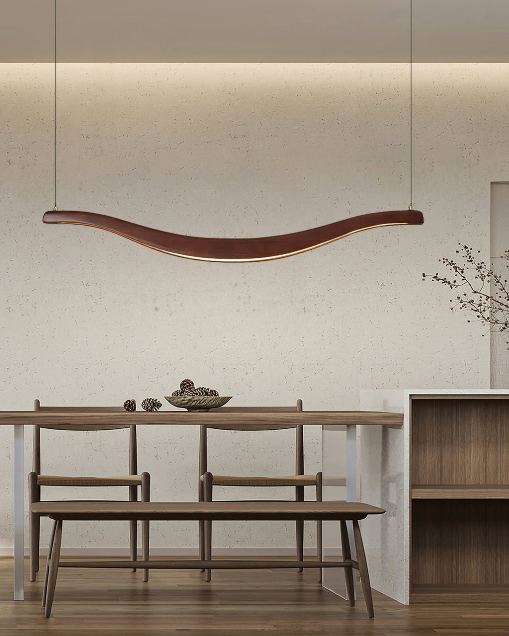 Lustra Chandelier Bois Forme Ondulée Élégant - Neutralighting