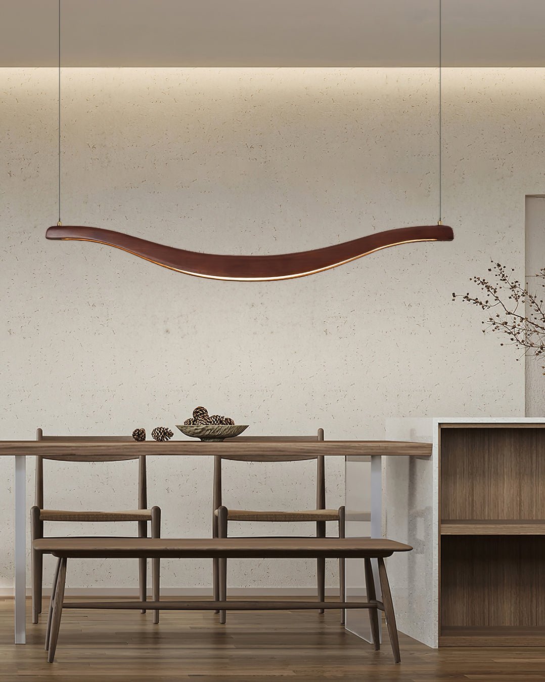Lustra Chandelier Bois Forme Ondulée Élégant - Neutralighting