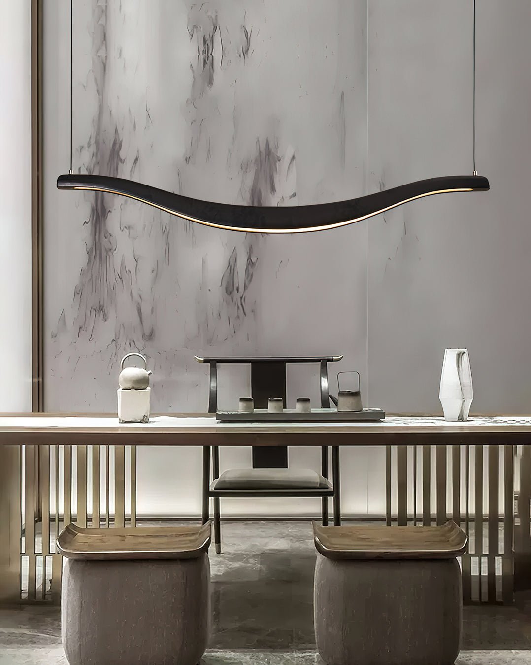 Lustra Chandelier Bois Forme Ondulée Élégant - Neutralighting